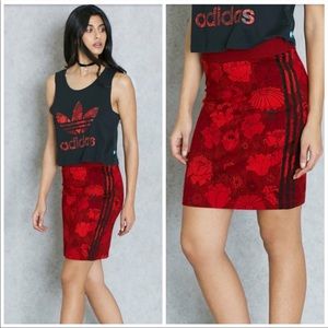 Adidas Red Floral Skirt